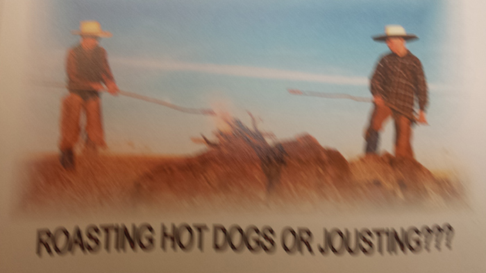 roasting hot dogs or jousting