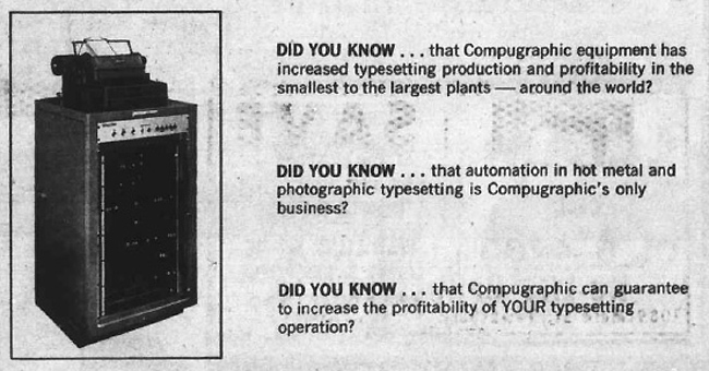 compugraphic associated press offsetter typesetting advertisement